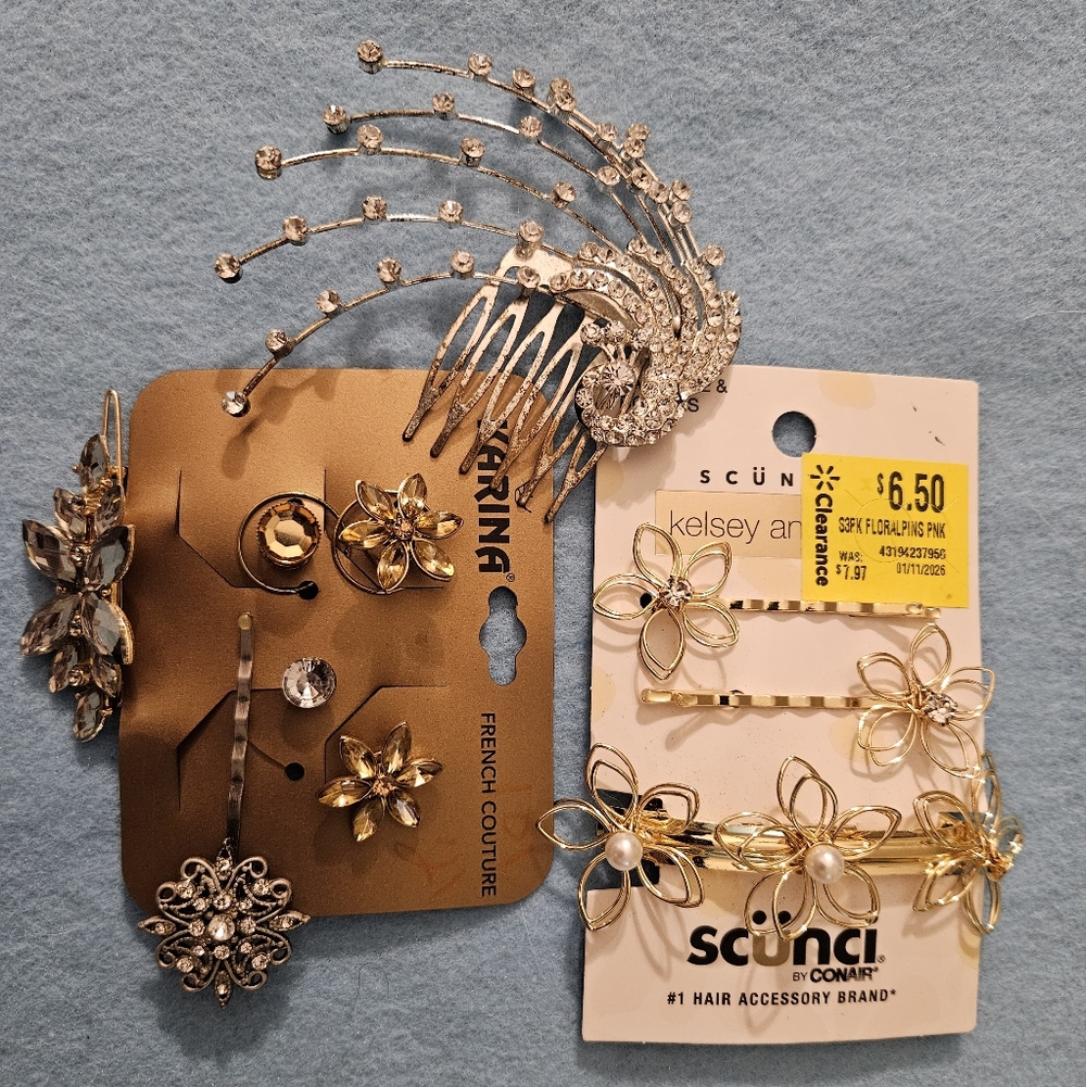 Glam Hair Accessories Bundle-Scunci Karina French Couture & Crystal Peacock Comb